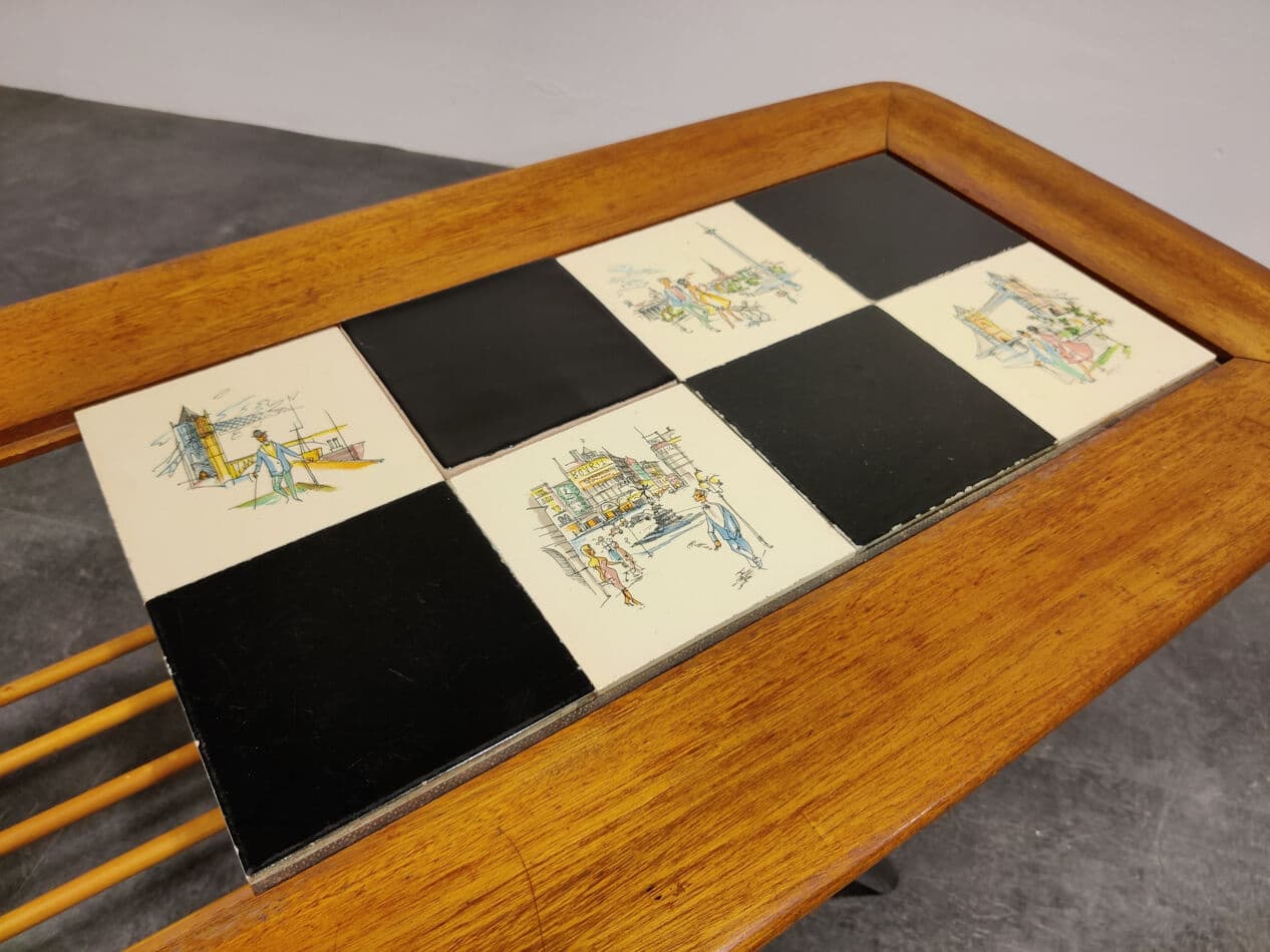 Coffee table, brown wood, by A. Hendrickx, Belgium, 1970s. - 274658