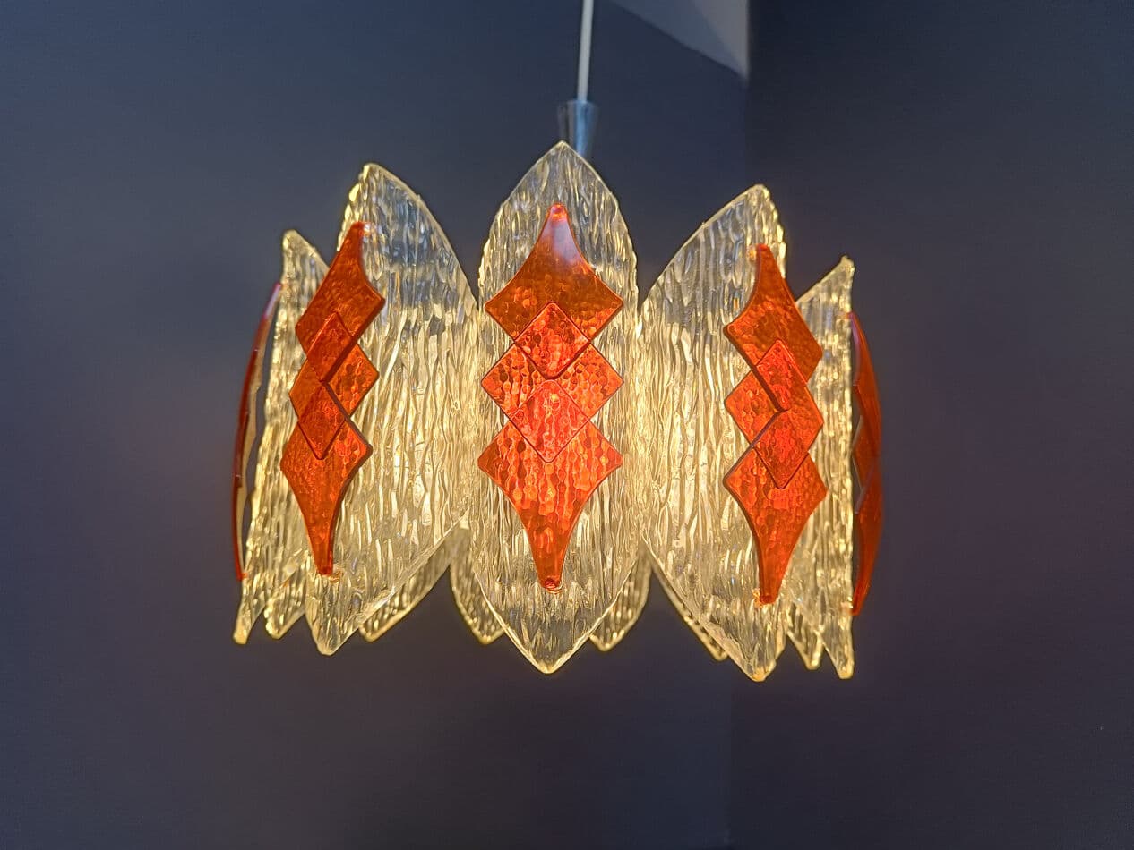 Lampa wisząca Space Age, pomarańczowy, akryl, Niemcy, lata 60. - 274651