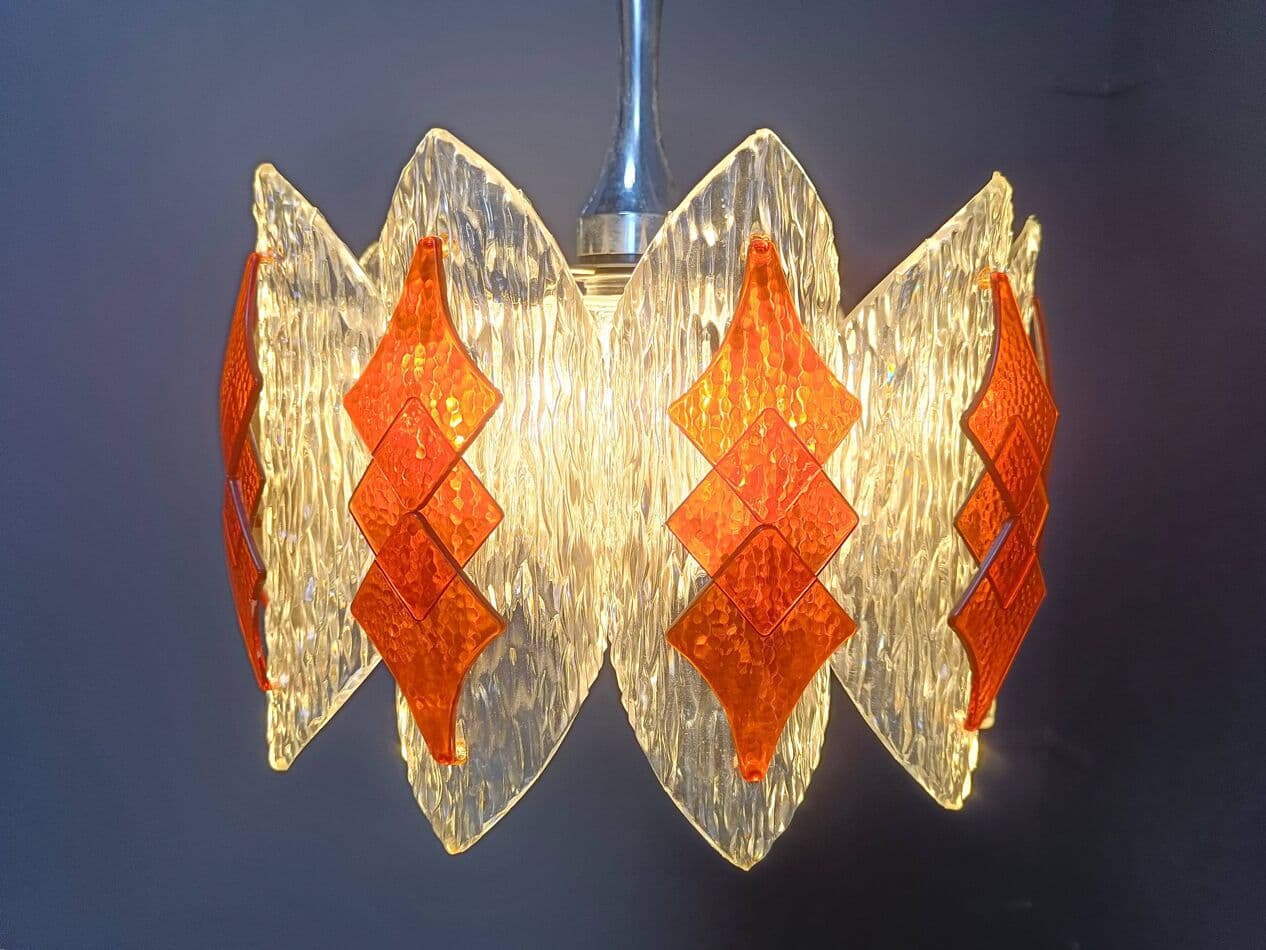 Lampa wisząca Space Age, pomarańczowy, akryl, Niemcy, lata 60. - 274650