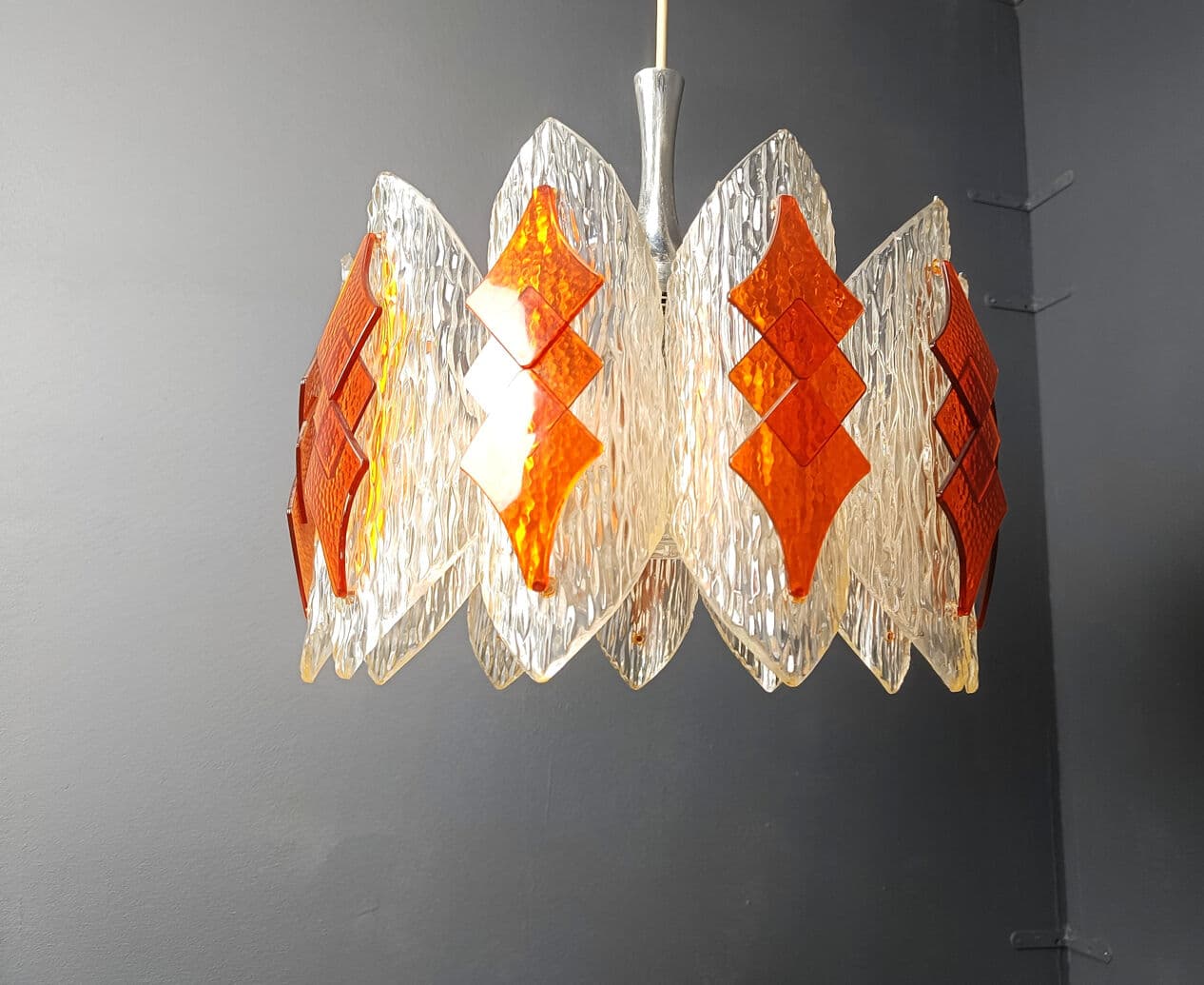 Lampa wisząca Space Age, pomarańczowy, akryl, Niemcy, lata 60. - 274646