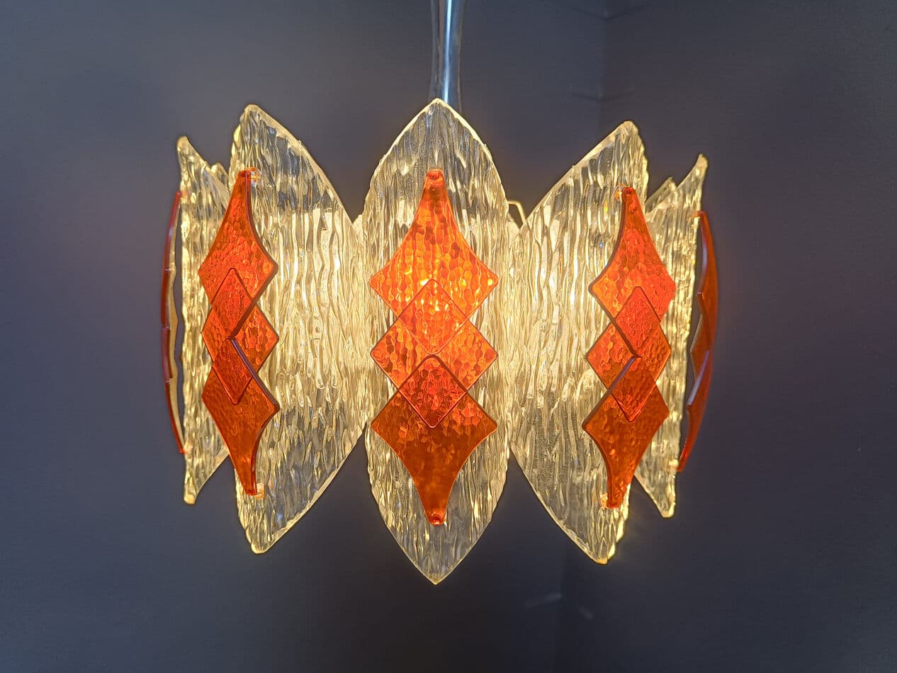 Lampa wisząca Space Age, pomarańczowy, akryl, Niemcy, lata 60. - 274643