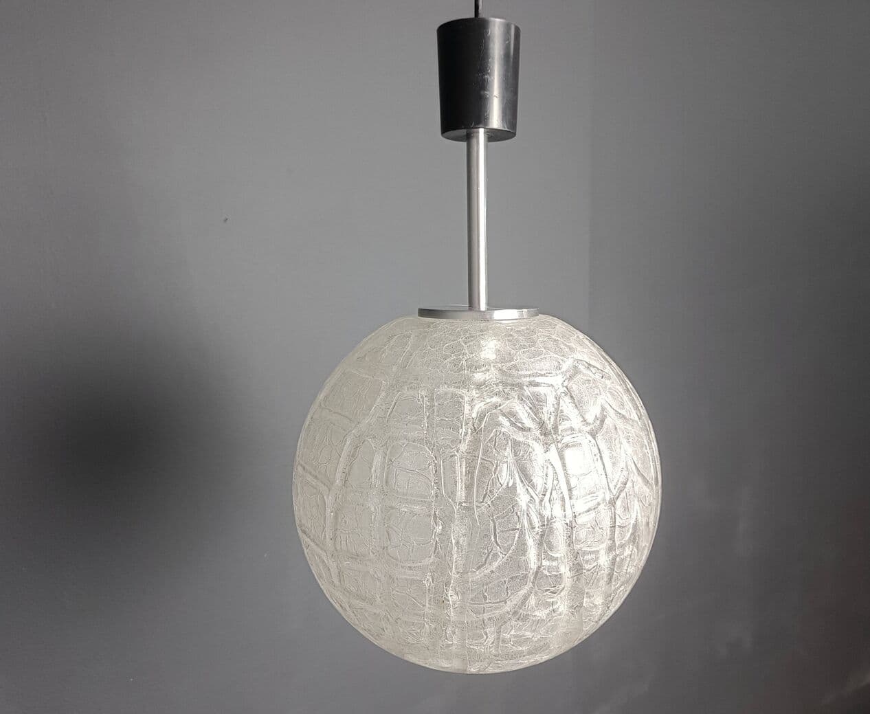 Lampa wisząca, szkło żółty, Doria Leuchten, Niemcy, lata 60. - 274626
