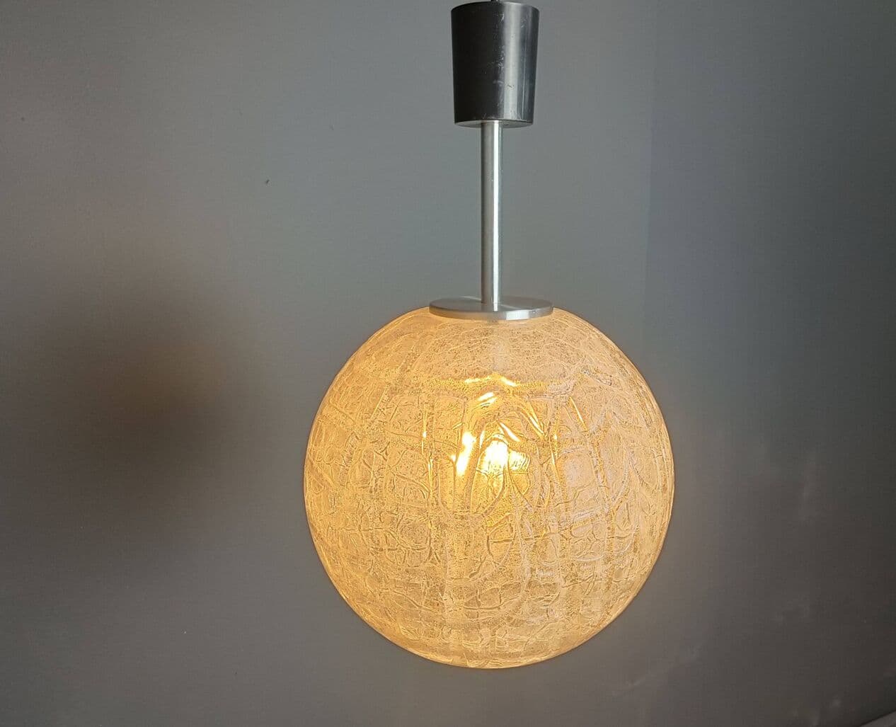 Lampa wisząca, szkło żółty, Doria Leuchten, Niemcy, lata 60. - 274627