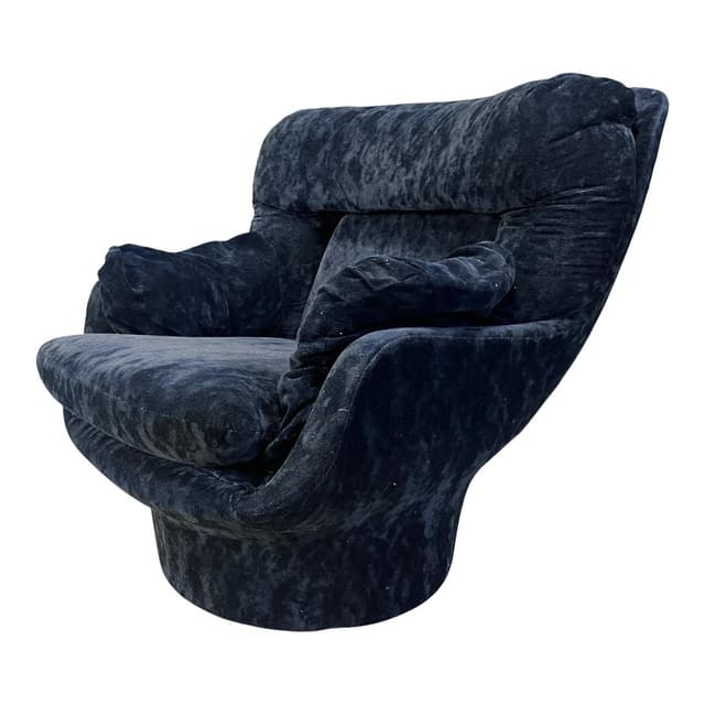 Fotel Karate, velvet niebieski, włókno szklane, Francja, lata 70. - WYMIARY