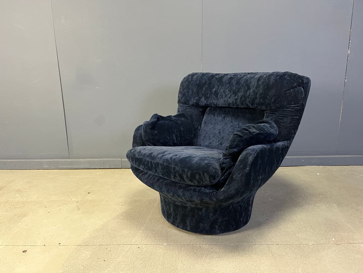 Fotel Karate, velvet niebieski, włókno szklane, Francja, lata 70. - 274591