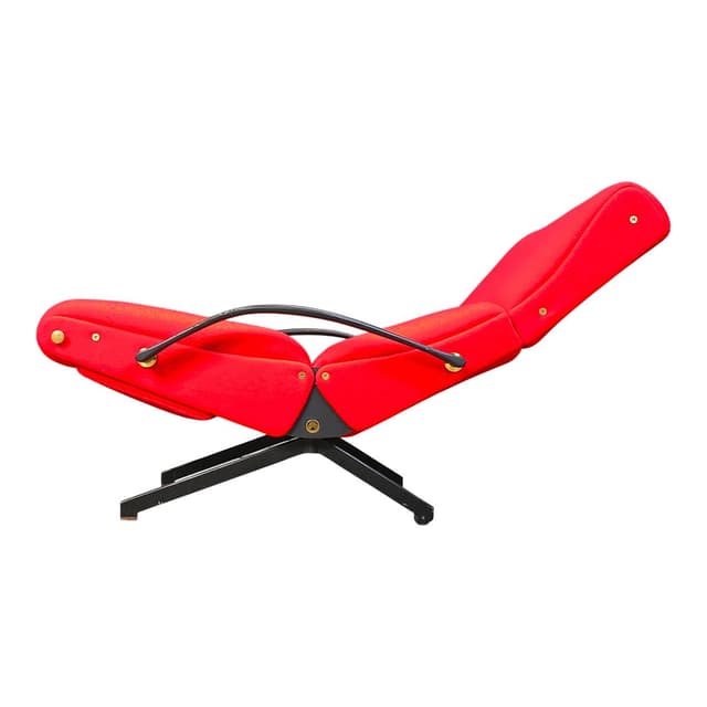 Fotel P40, czerwony, metal czarny, proj. O. Borsani, Tecno, Włochy, lata 70. - WYMIARY