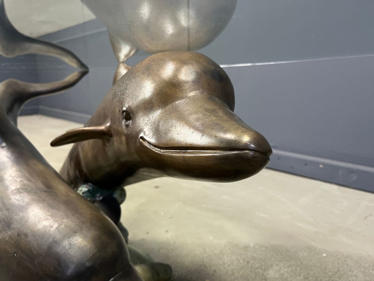 Coffee table, multicolor bronze, clear glass, by C. Caudion, France, 1970s. - 274495