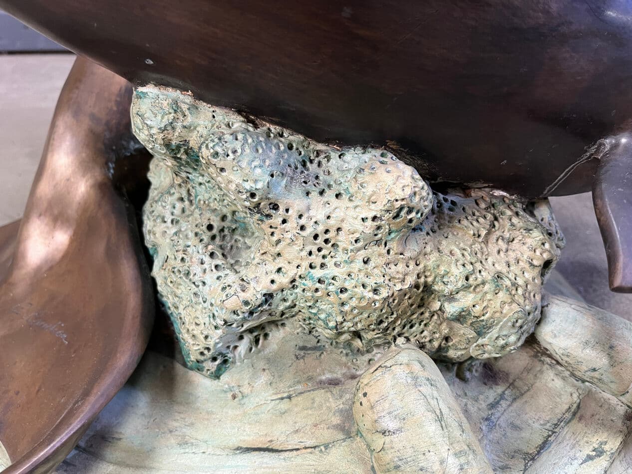 Coffee table, multicolor bronze, clear glass, by C. Caudion, France, 1970s. - 274493