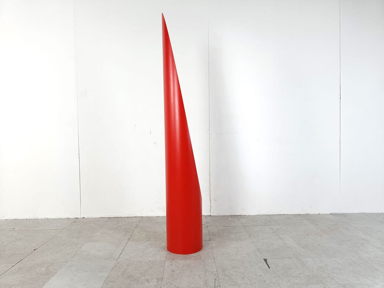 Lustro podłogowe Unghia, szkło czerwony, proj. R. Bonetto, Włochy, lata 70. - 274469