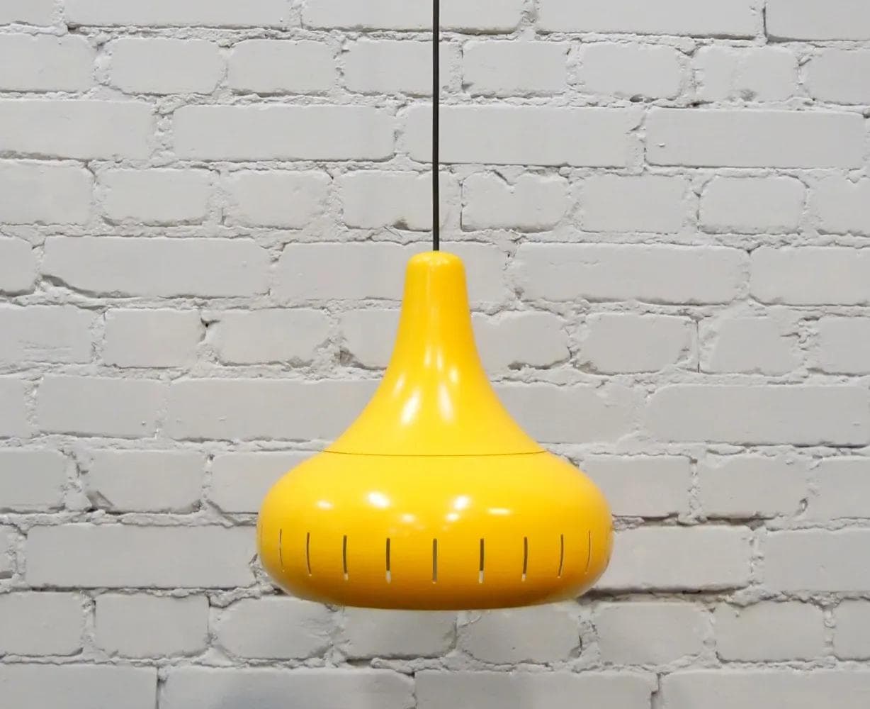 Lampa wisząca, żółty, aluminium lakierowane, Włochy, lata 60. - 19206