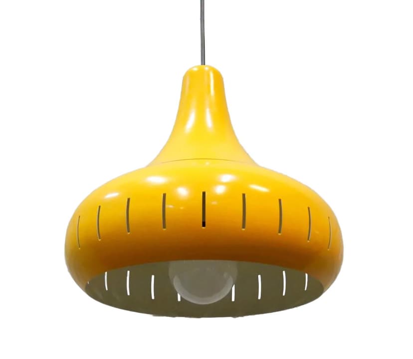 Lampa wisząca, żółty, aluminium lakierowane, Włochy, lata 60.