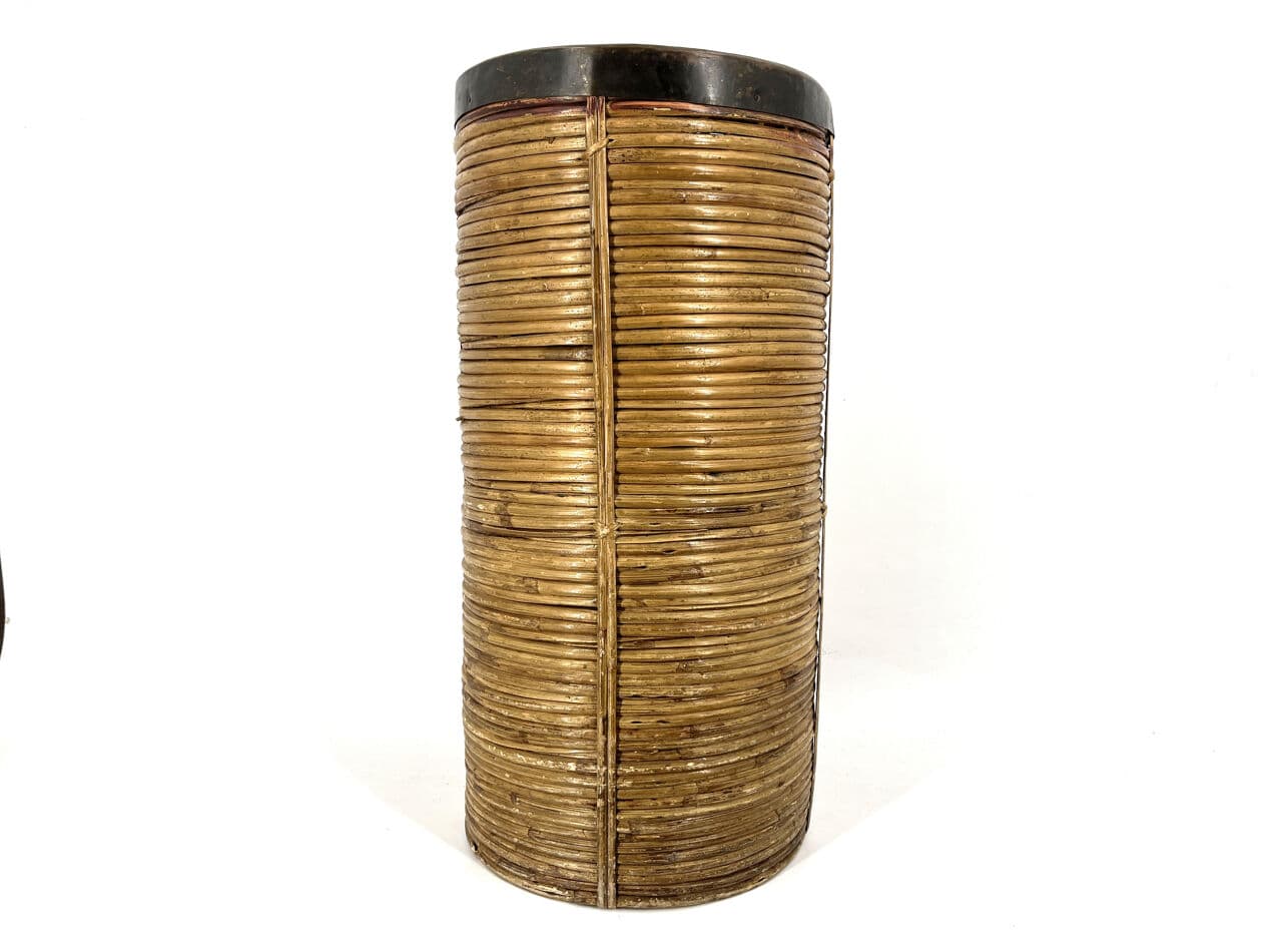 Stojak na parasole, bambus brązowy, miedź brązowa, Włochy, lata 60. - 274435