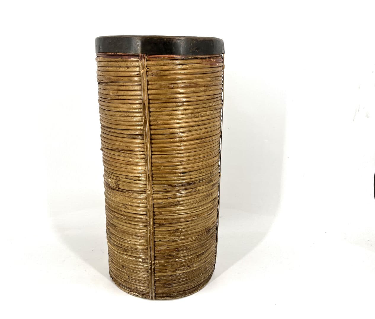 Stojak na parasole, bambus brązowy, miedź brązowa, Włochy, lata 60. - 274432