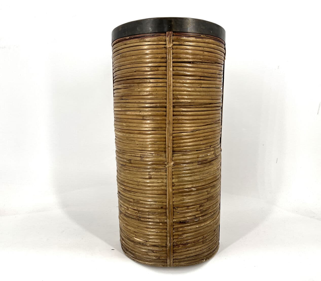 Stojak na parasole, bambus brązowy, miedź brązowa, Włochy, lata 60. - 274431