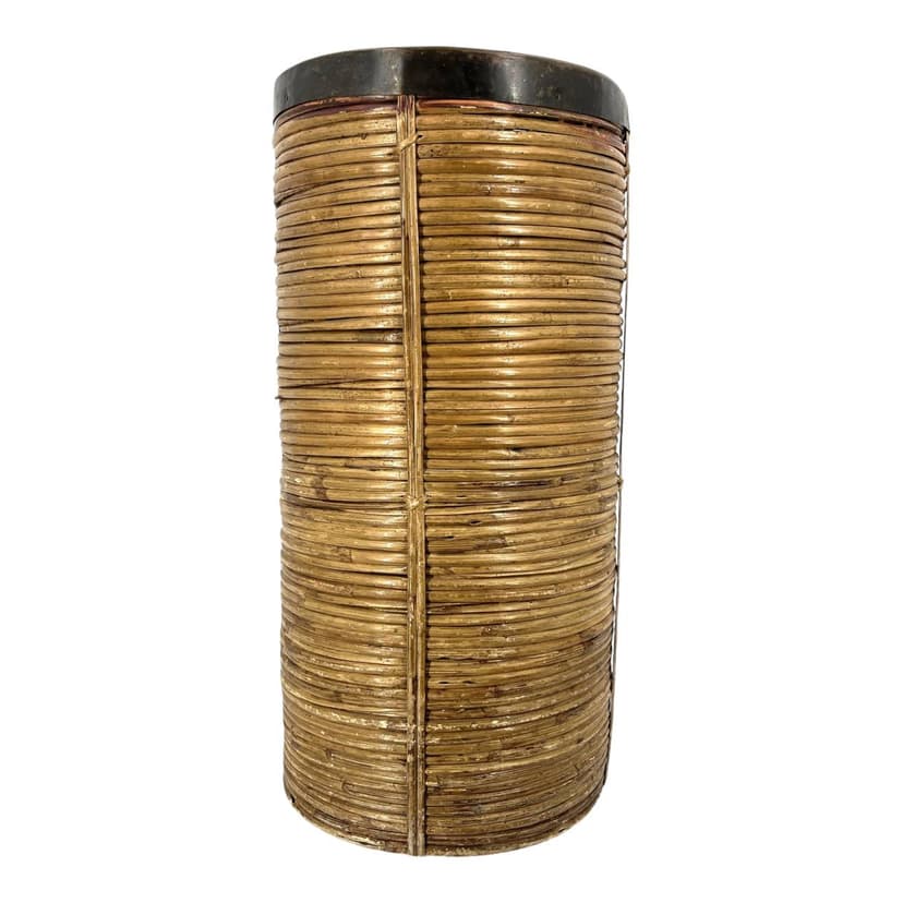 Stojak na parasole, bambus brązowy, miedź brązowa, Włochy, lata 60.