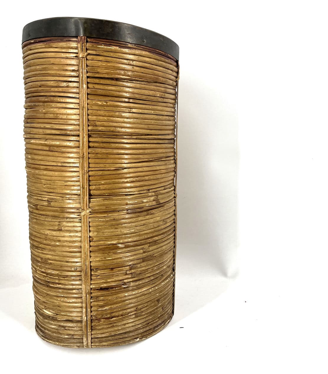 Stojak na parasole, bambus brązowy, miedź brązowa, Włochy, lata 60. - 274433