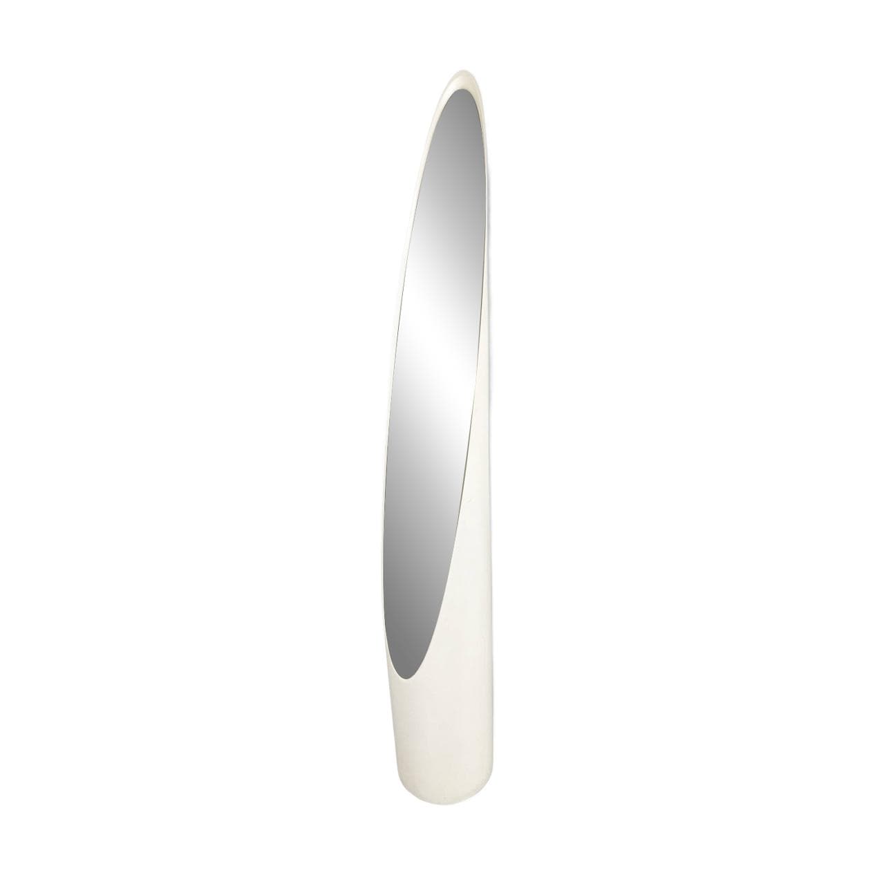 Floor mirror Unghia, white acrylic, by R. Bonetto, Italy, 1970s.