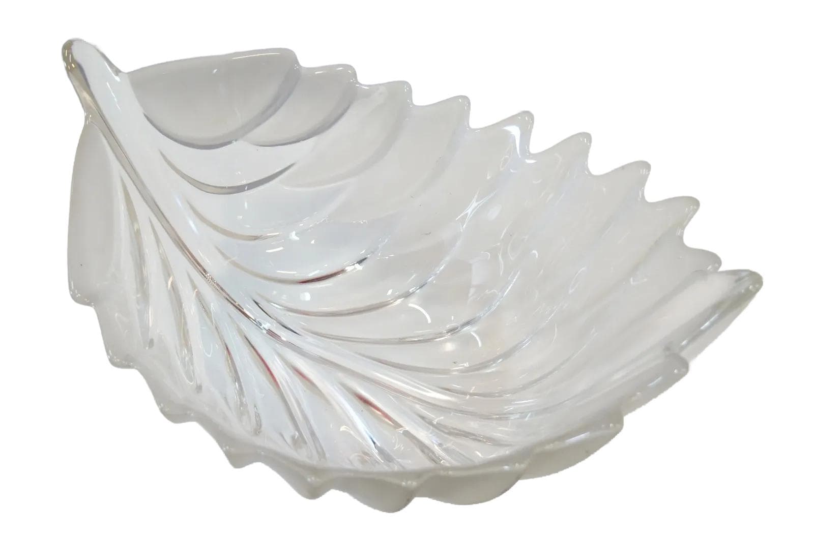 Bowl-Platter Leaf, transparent glass, Poland, 1970s.