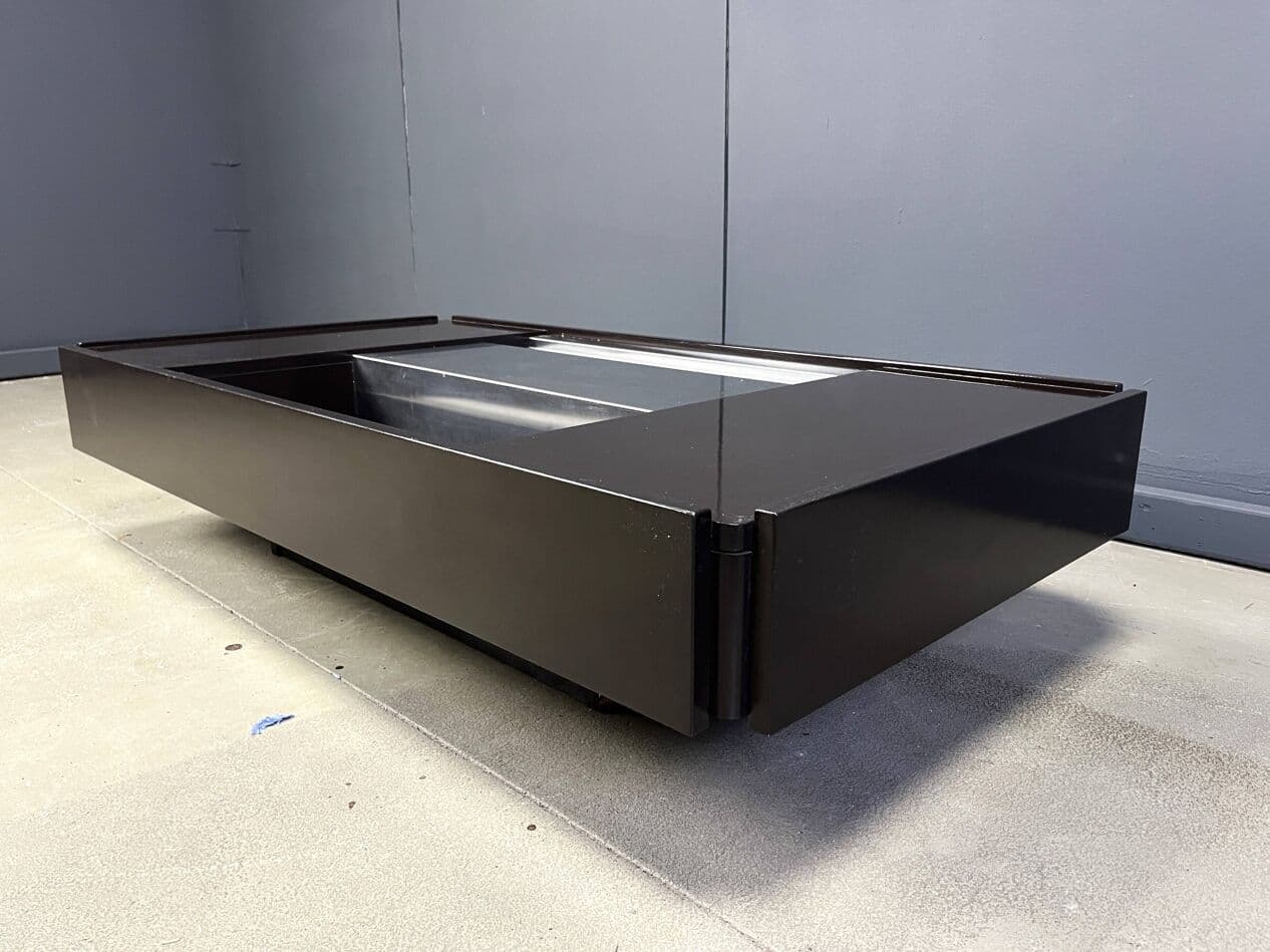 Bar coffee table, brown lacquered wood, Italy, 1970s. - 274296