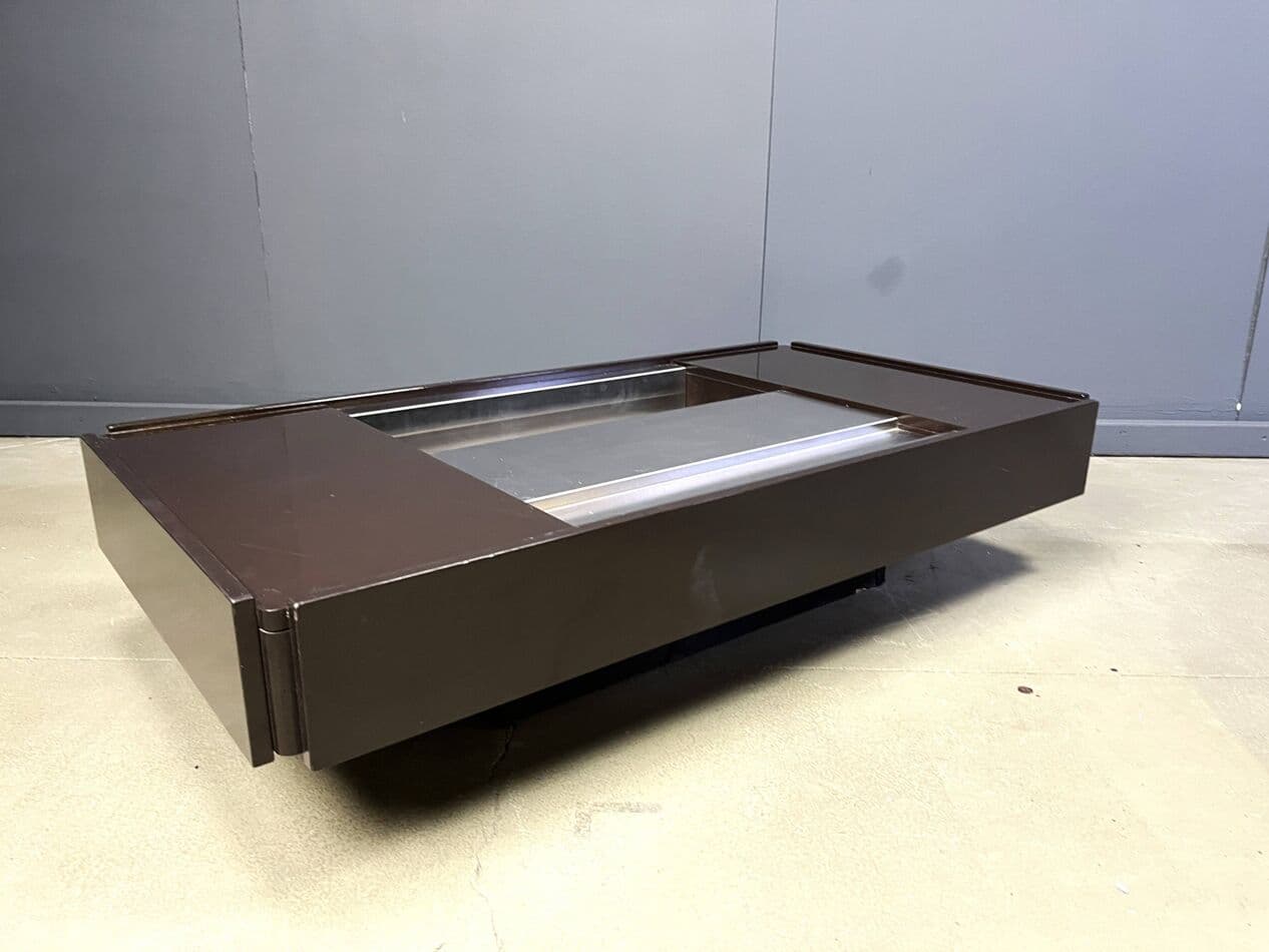 Bar coffee table, brown lacquered wood, Italy, 1970s. - 274300