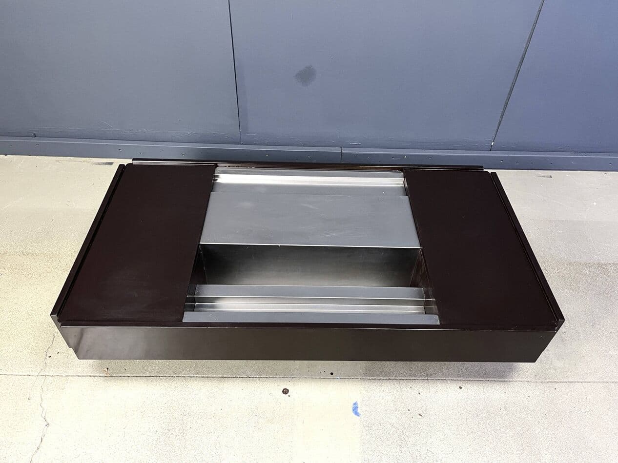 Bar coffee table, brown lacquered wood, Italy, 1970s. - 274293