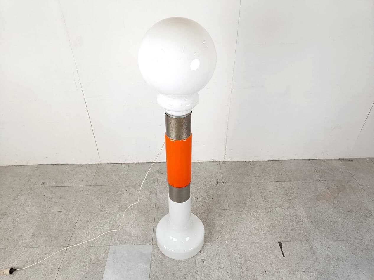 Lampa podłogowa, pomarańczowy, szkło Murano, Mazzega, Włochy, lata 60. - 274274