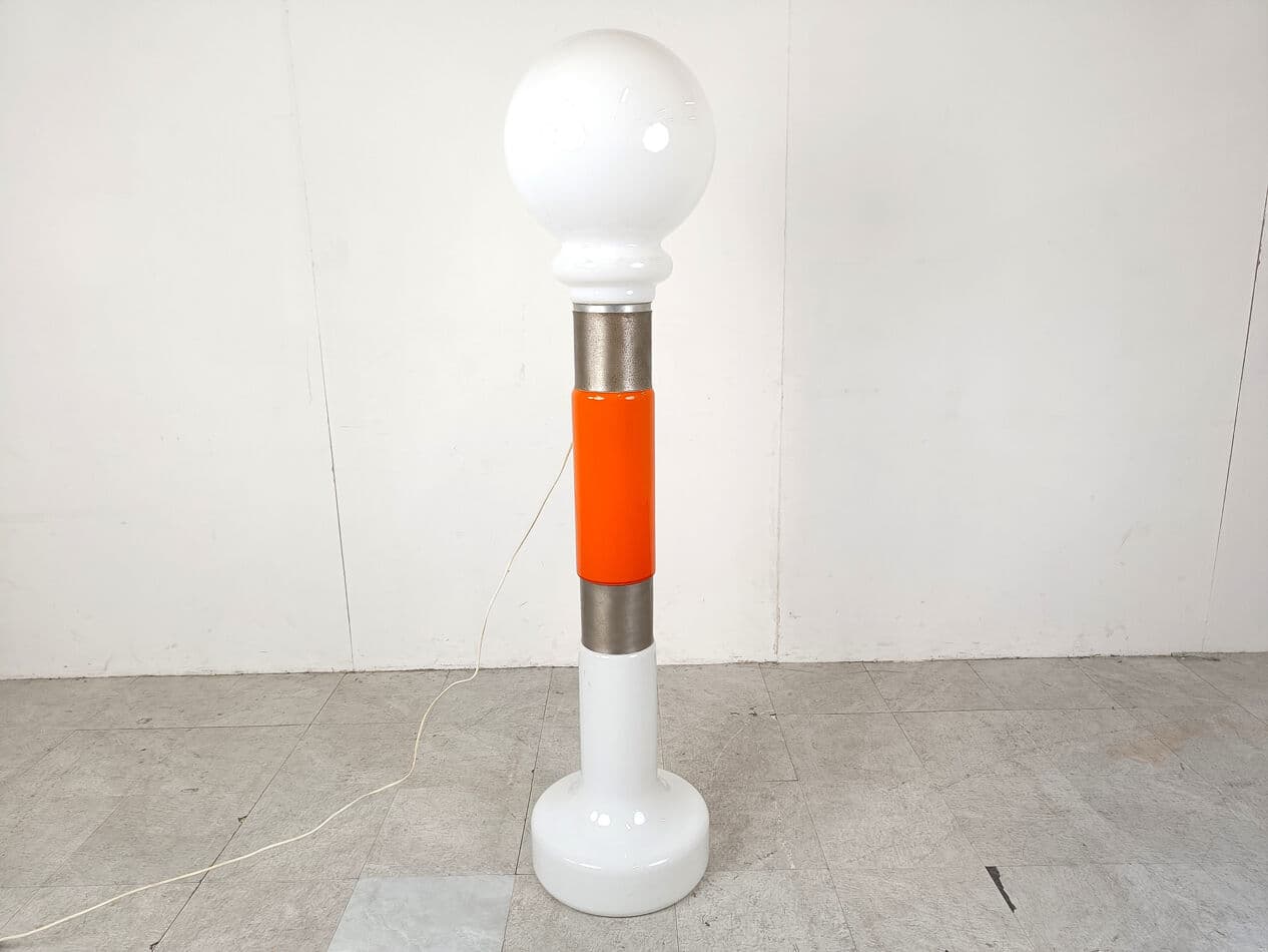 Lampa podłogowa, pomarańczowy, szkło Murano, Mazzega, Włochy, lata 60. - 274270