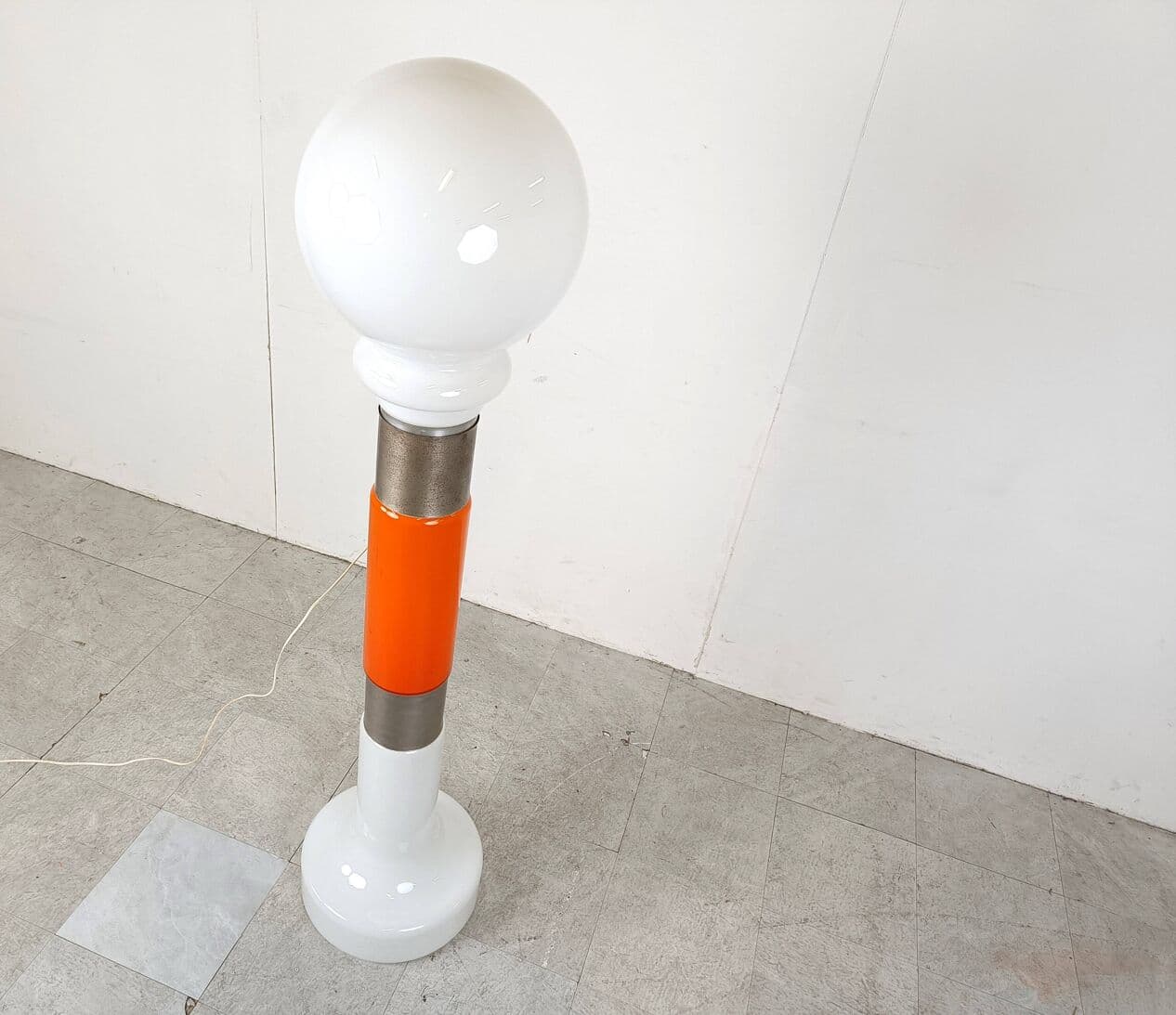 Lampa podłogowa, pomarańczowy, szkło Murano, Mazzega, Włochy, lata 60. - 274272