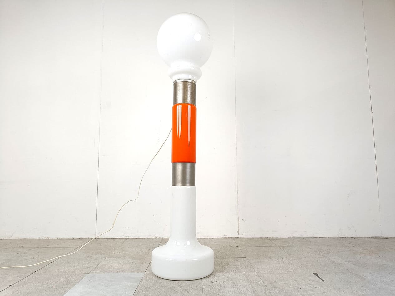 Lampa podłogowa, pomarańczowy, szkło Murano, Mazzega, Włochy, lata 60. - 274268
