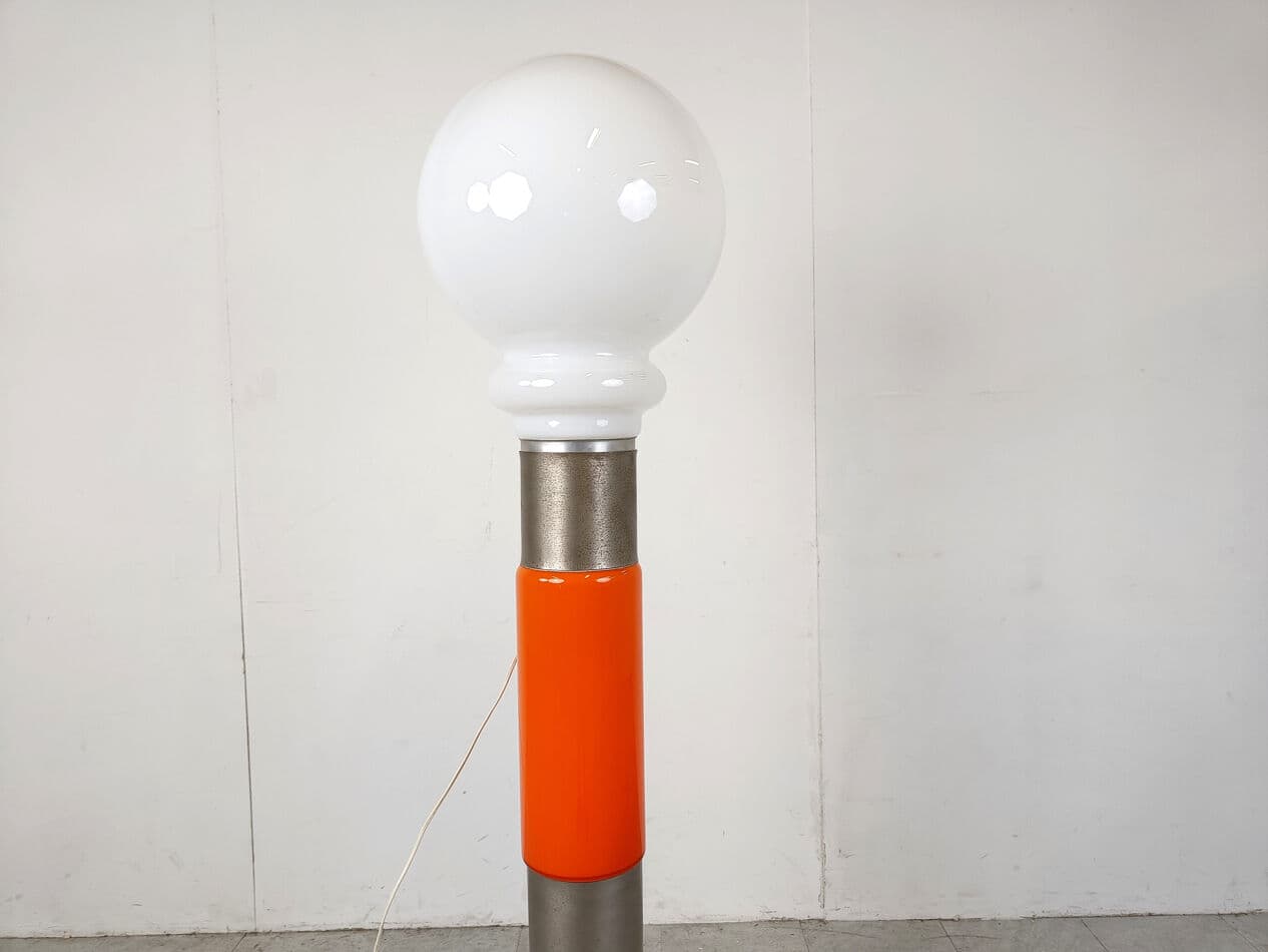Lampa podłogowa, pomarańczowy, szkło Murano, Mazzega, Włochy, lata 60. - 274269