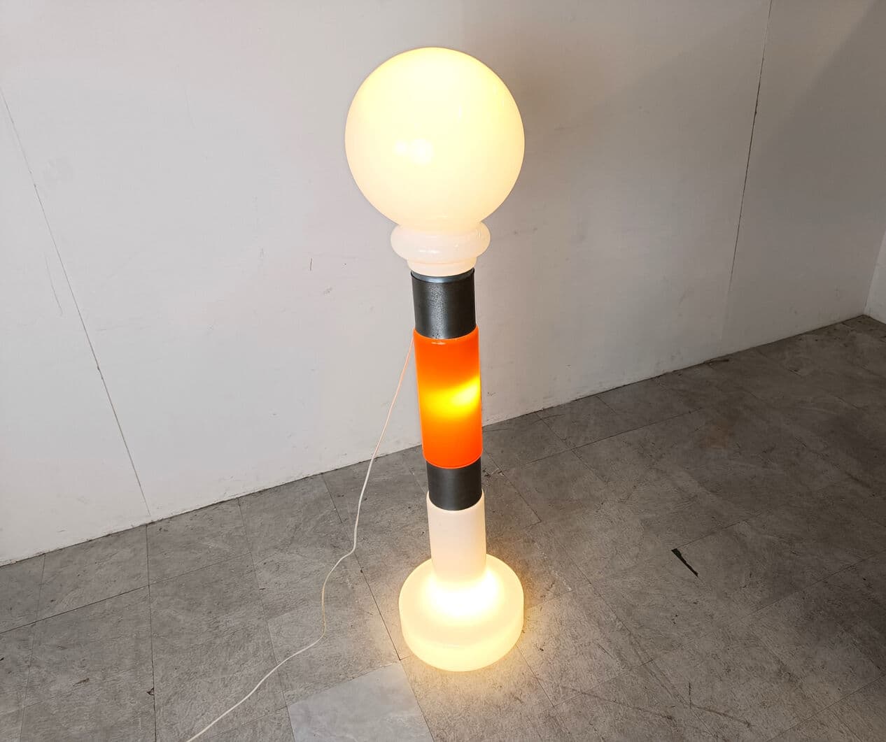 Lampa podłogowa, pomarańczowy, szkło Murano, Mazzega, Włochy, lata 60. - 274271