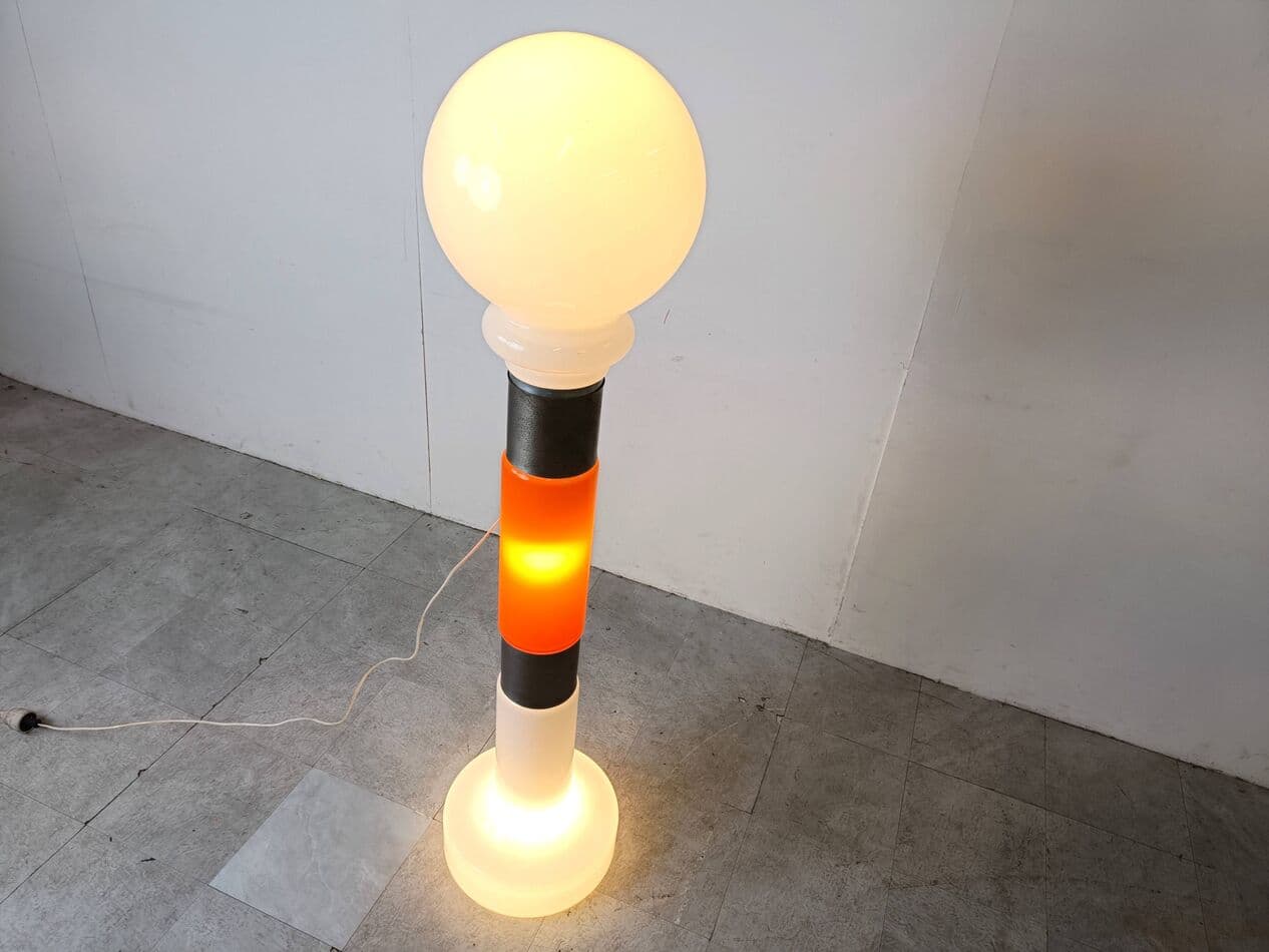 Lampa podłogowa, pomarańczowy, szkło Murano, Mazzega, Włochy, lata 60. - 274273