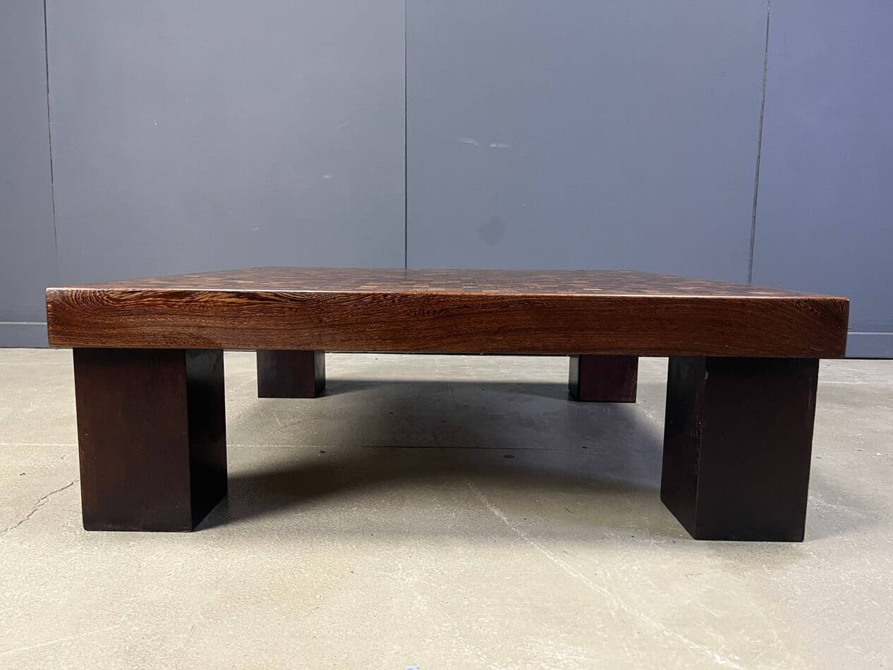 Coffee table, brown wood, Denmark, 1970s. - 274196
