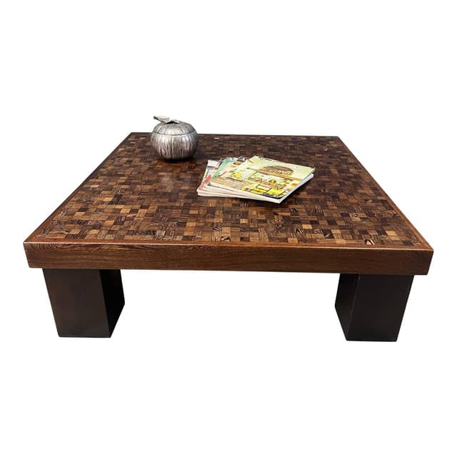 Coffee table, brown wood, Denmark, 1970s. - DIMENSION