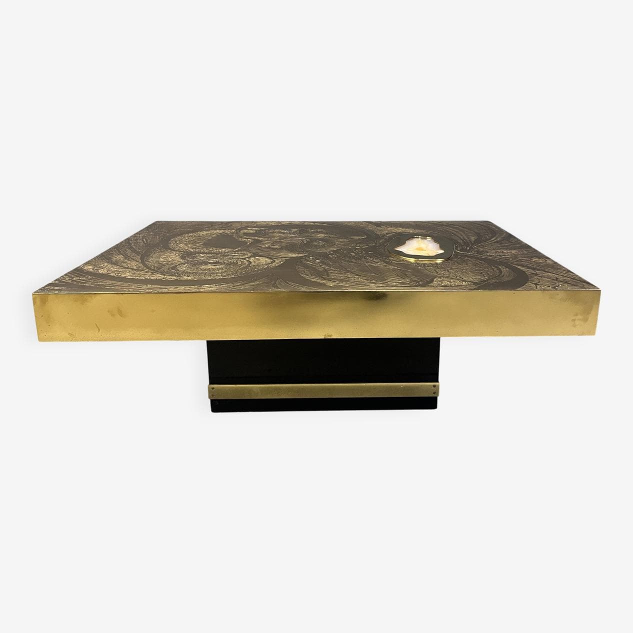 Coffee table, multicolour brass, agate, by F. De Boussy, Belgium, 1970s. - 274157