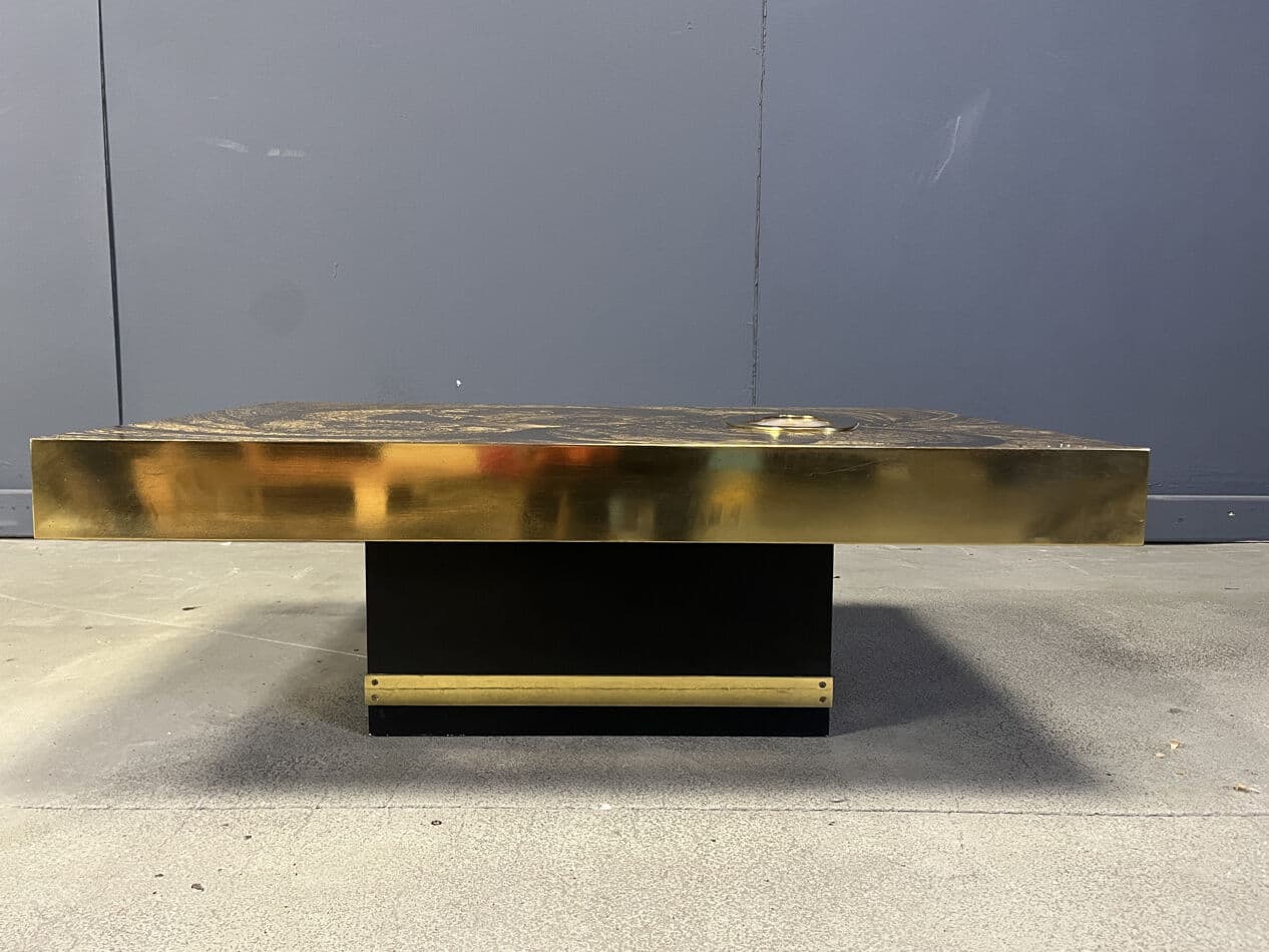 Coffee table, multicolour brass, agate, by F. De Boussy, Belgium, 1970s. - 274154