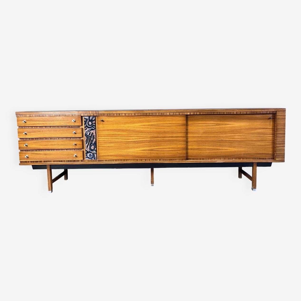 Komoda, brązowy, drewno, proj. P. De Bruyne, Belgia, lata 70. - 274103