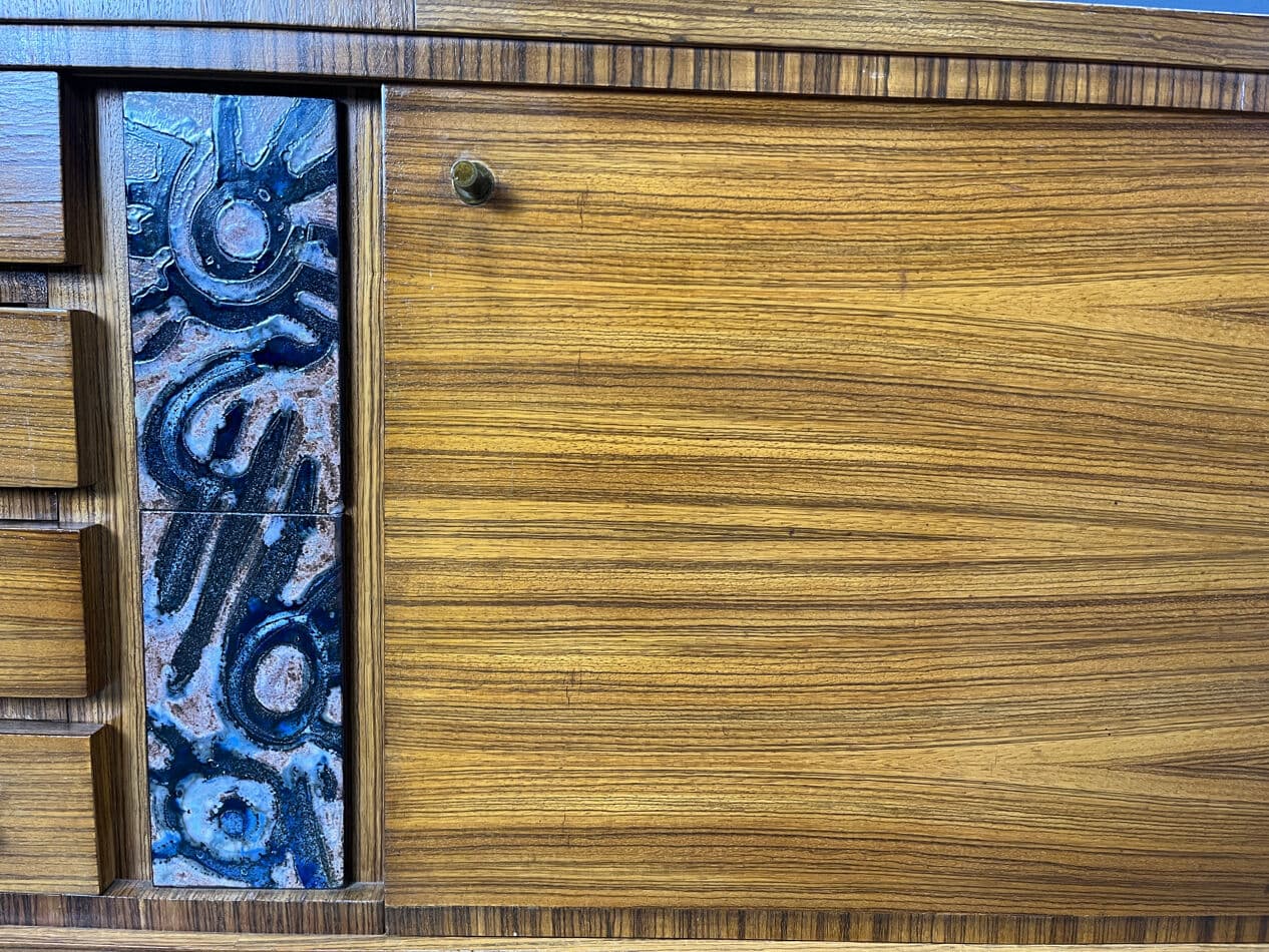 Komoda, brązowy, drewno, proj. P. De Bruyne, Belgia, lata 70. - 274106