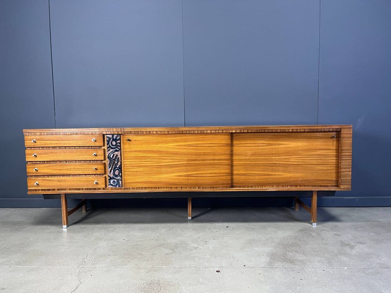 Komoda, brązowy, drewno, proj. P. De Bruyne, Belgia, lata 70. - 274102