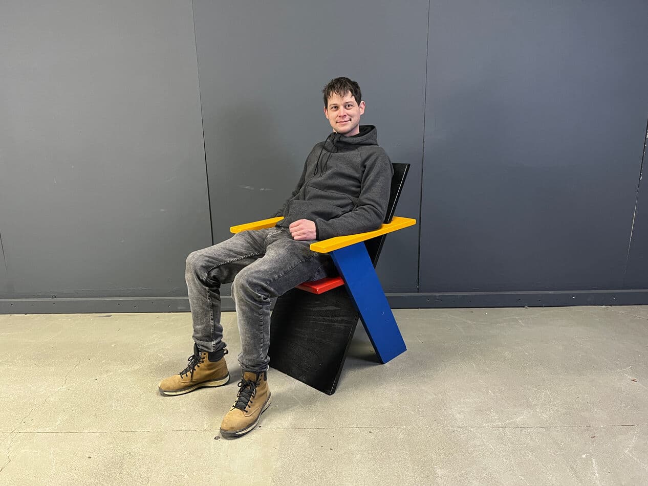 Fotel postmodernistyczny, multikolor, drewno, Belgia, lata 80. - 274090