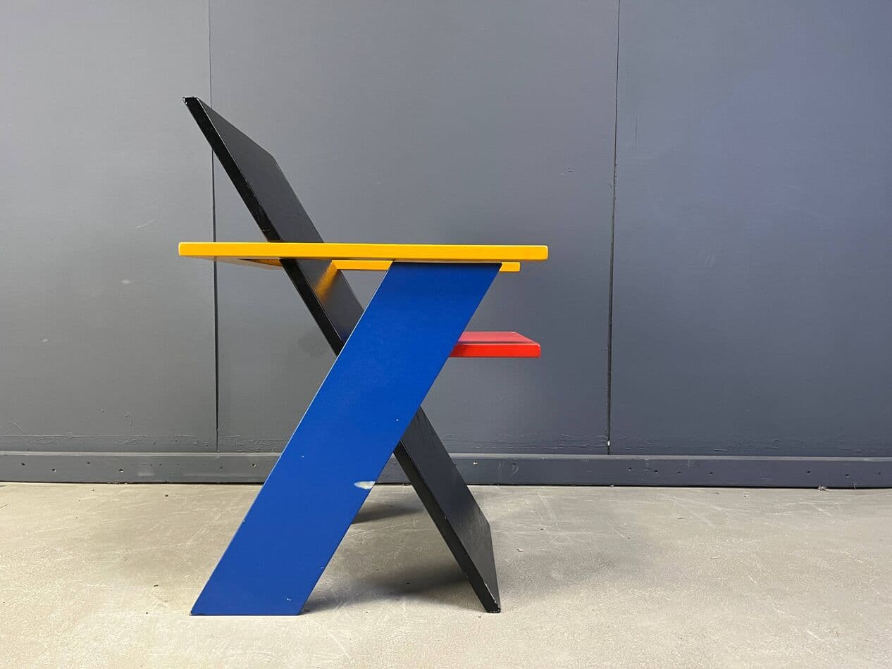 Fotel postmodernistyczny, multikolor, drewno, Belgia, lata 80. - 274099