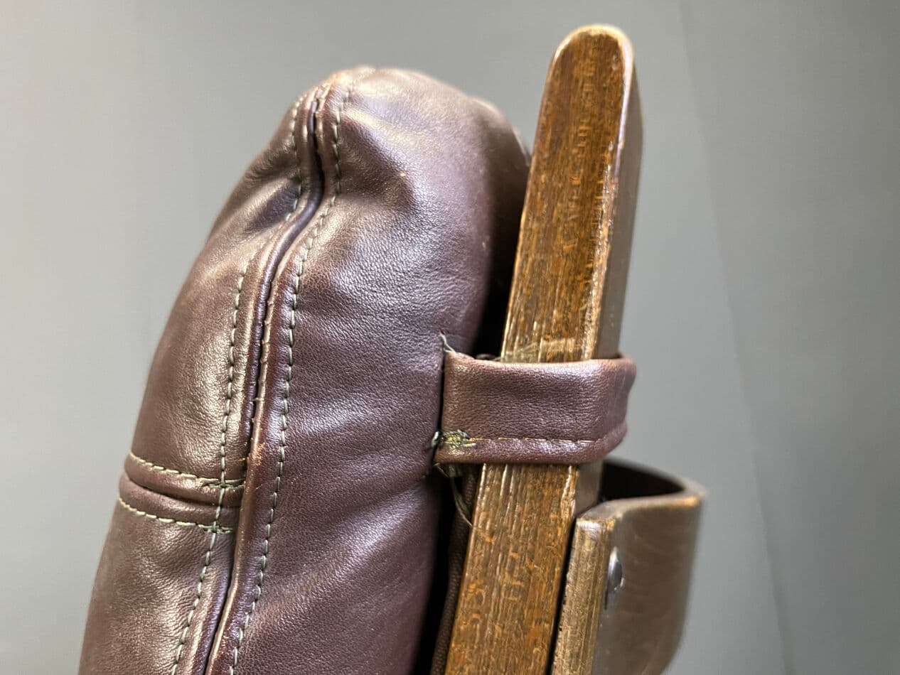 Fotel wypoczynkowy skandynawski, skóra brązowa, buk gięty, Norwegia, lata 70. - 274050