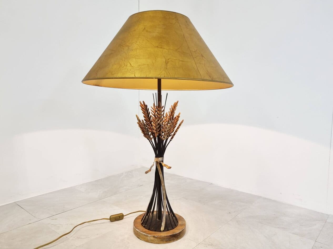 Lampa stołowa Sheaf of Wheat, złoty, metal, Włochy, lata 60. - 273540