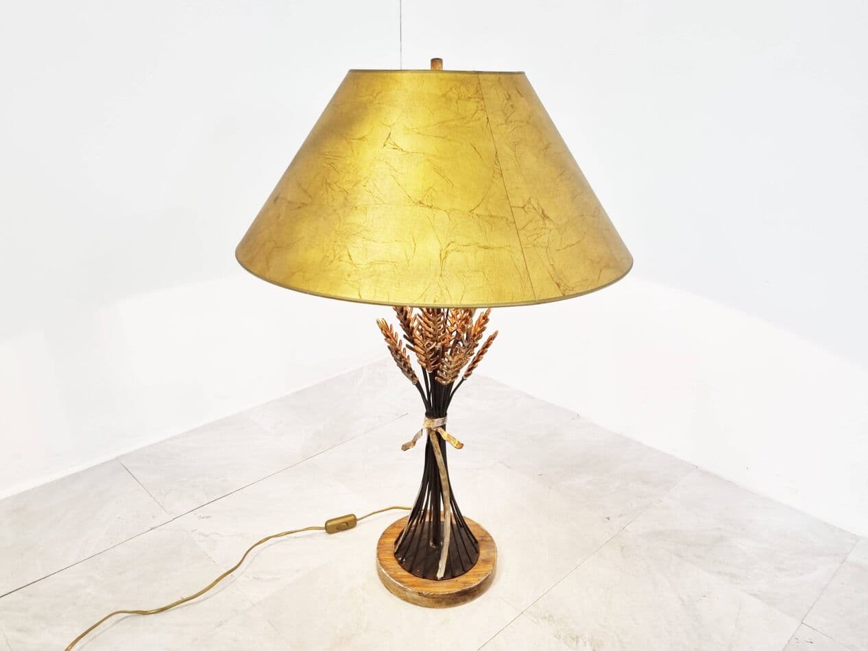 Lampa stołowa Sheaf of Wheat, złoty, metal, Włochy, lata 60. - 273542