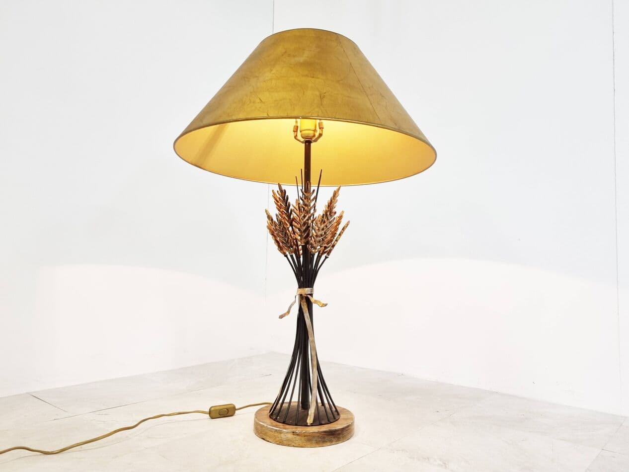Lampa stołowa Sheaf of Wheat, złoty, metal, Włochy, lata 60. - 273539