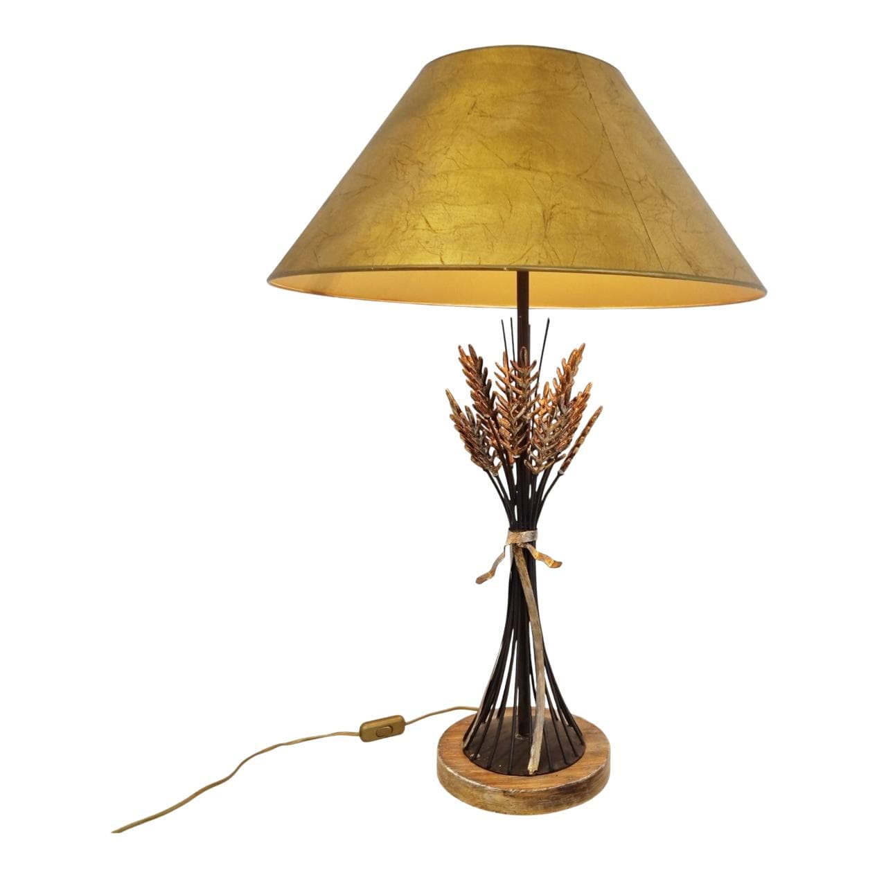 Lampa stołowa Sheaf of Wheat, złoty, metal, Włochy, lata 60.