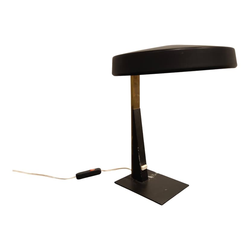 Lampa stołowa, mosiądz czarny, Philips, Holandia, lata 50.