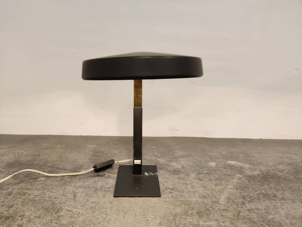 Lampa stołowa, mosiądz czarny, Philips, Holandia, lata 50. - 273530