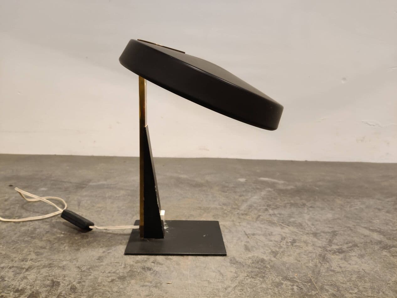 Lampa stołowa, mosiądz czarny, Philips, Holandia, lata 50. - 273535
