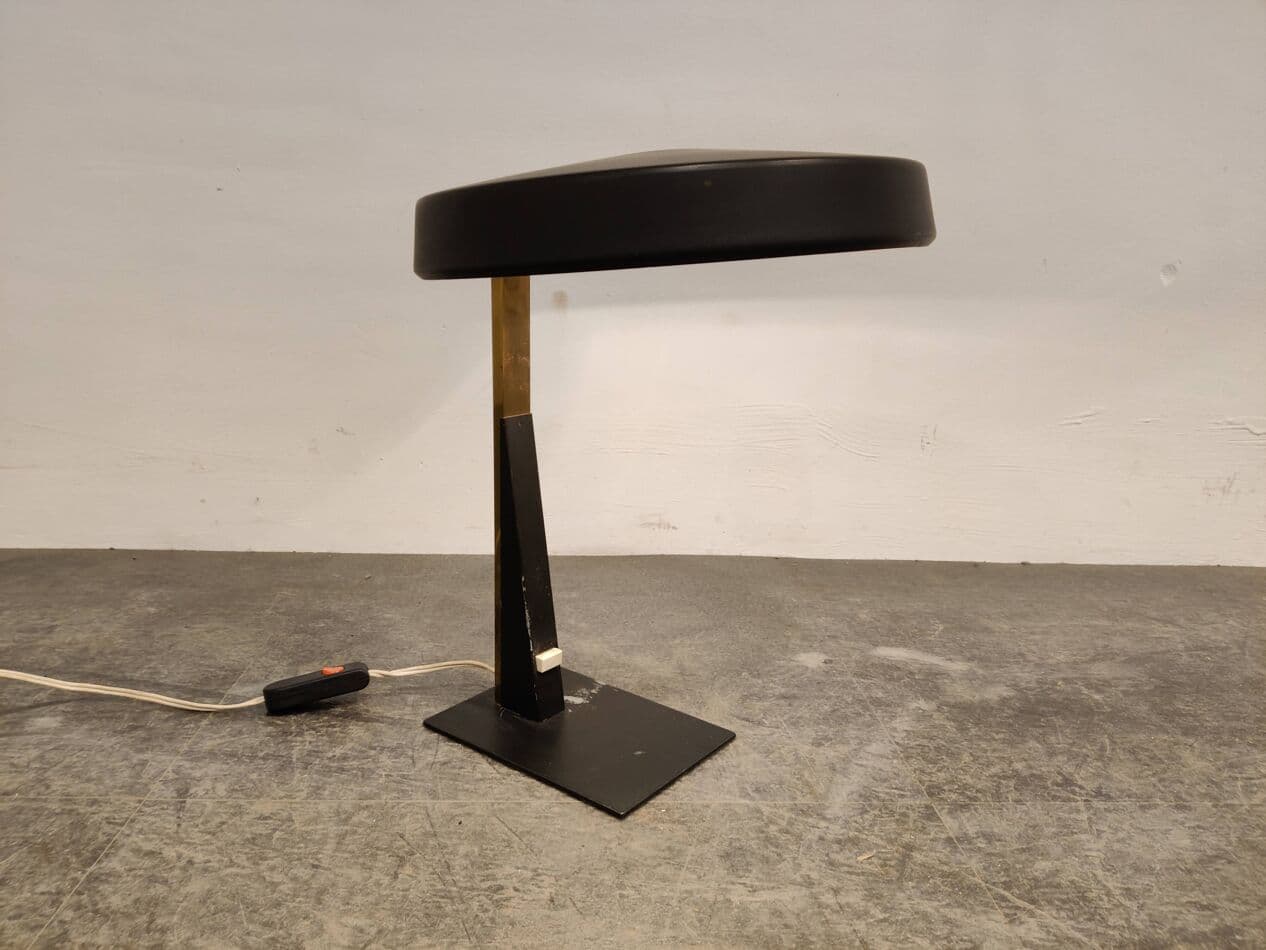 Lampa stołowa, mosiądz czarny, Philips, Holandia, lata 50. - 273528